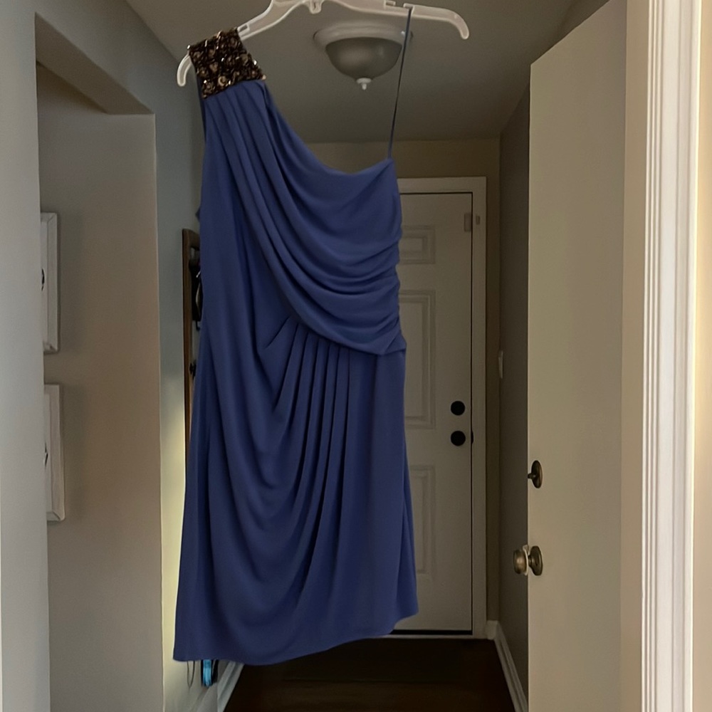 Blue one shoulder mini dress